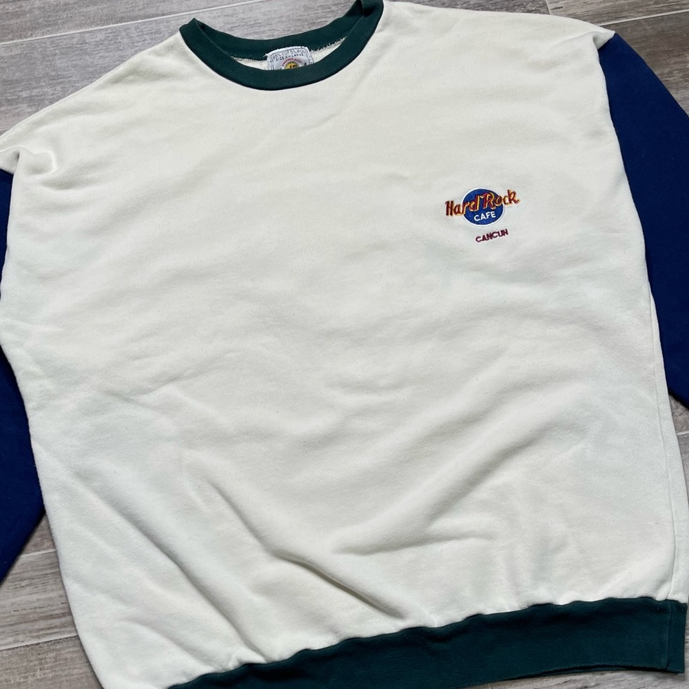 Vintage Hard Rock Cafe Color Block Crewneck Sweatshirt
